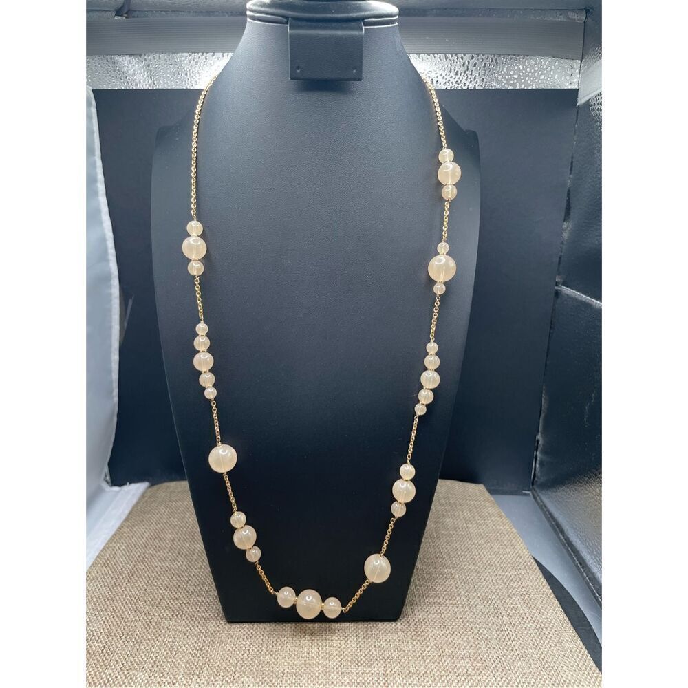 J CREW OPAQUE CLEAR LUCITE BALL LONG CHAIN NECKLACE VINTAGE Everyday Wear